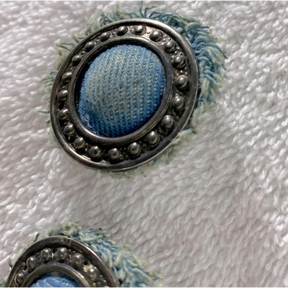 Vintage Blue Denim Circle Clip On Earrings - Picture 3 of 10